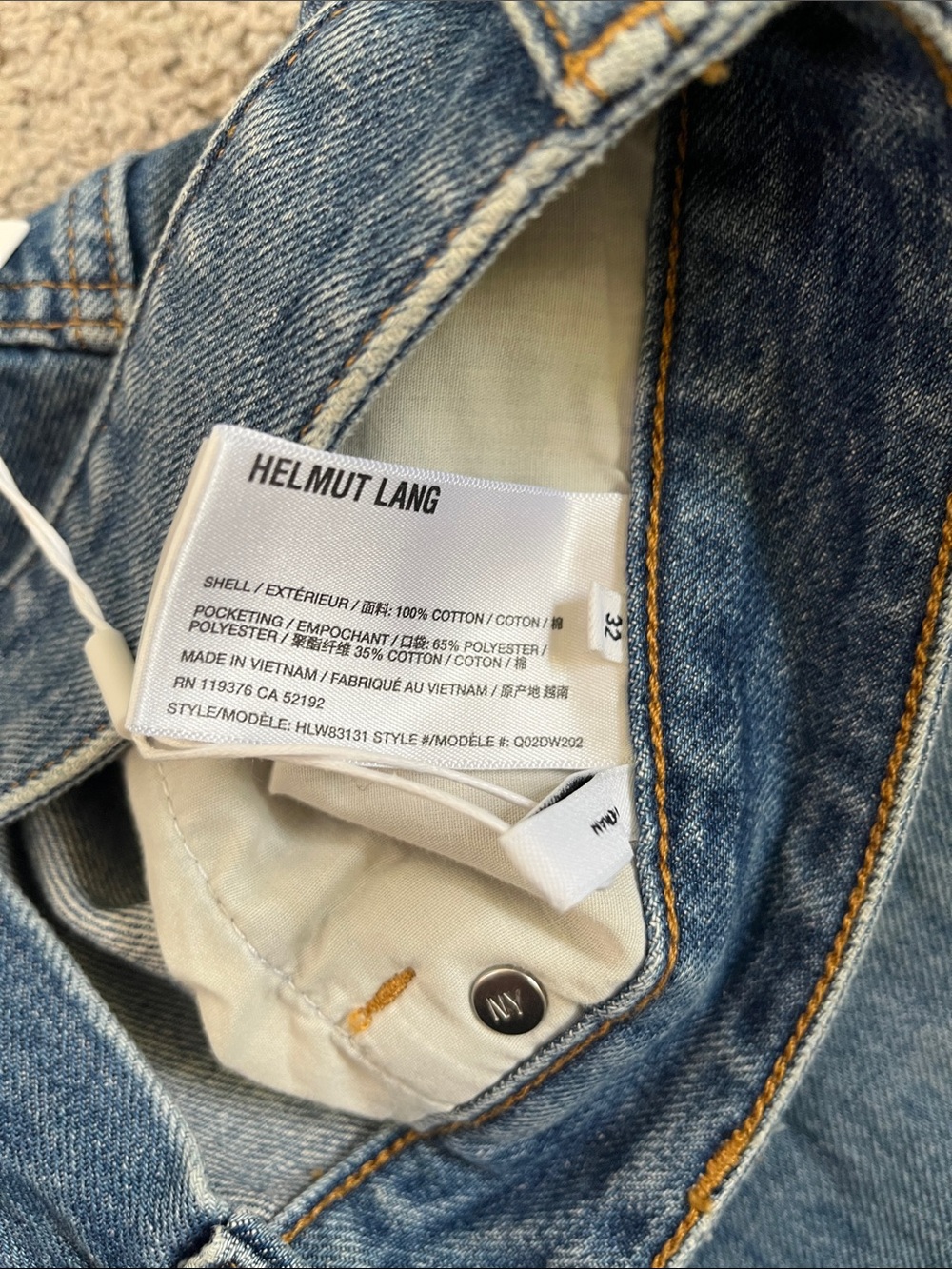 Helmut Lang Wardrobe Jeans High Rise Wide Leg Classic Blue Women’s 32 Ins 32 NWT - Picture 4 of 9